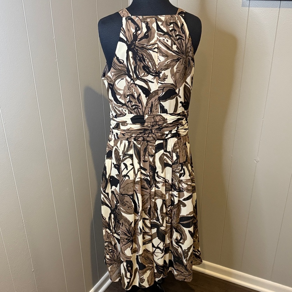 B14 Evan Picone Women's 10 Midi Tank Dress in Black Brown and Cream - Picture 4 of 4